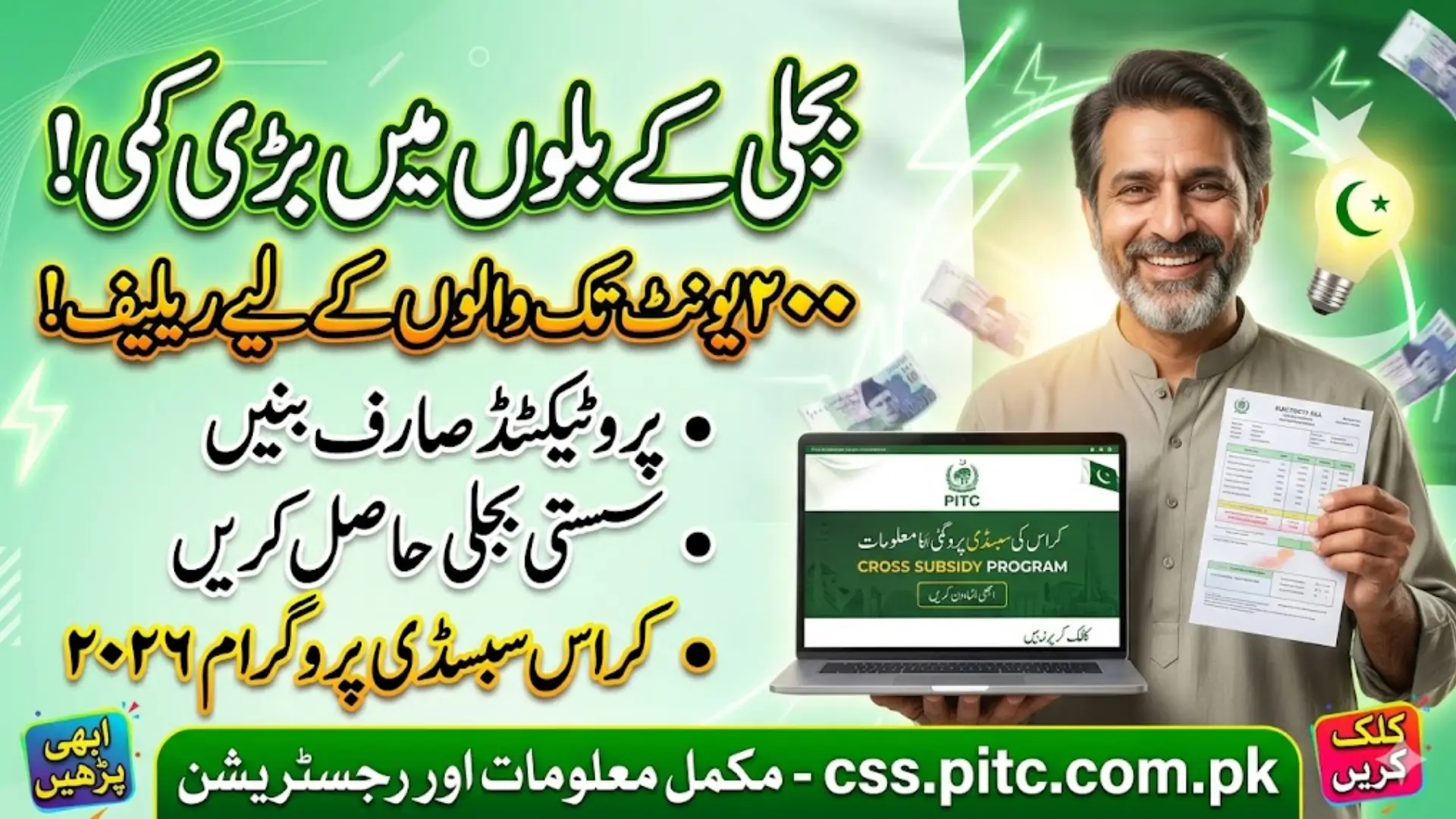 Cross Subsidy Program 2026 Relief for 200 Unit Electricity Users Apply Online via css.pitc.com.pk